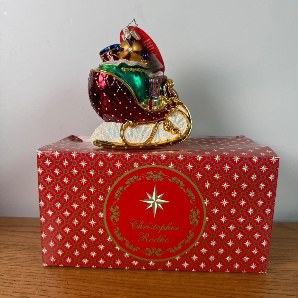Christopher Radko - Ruby Sleighride #1017909 Red Sleigh Stacked With Presents‎